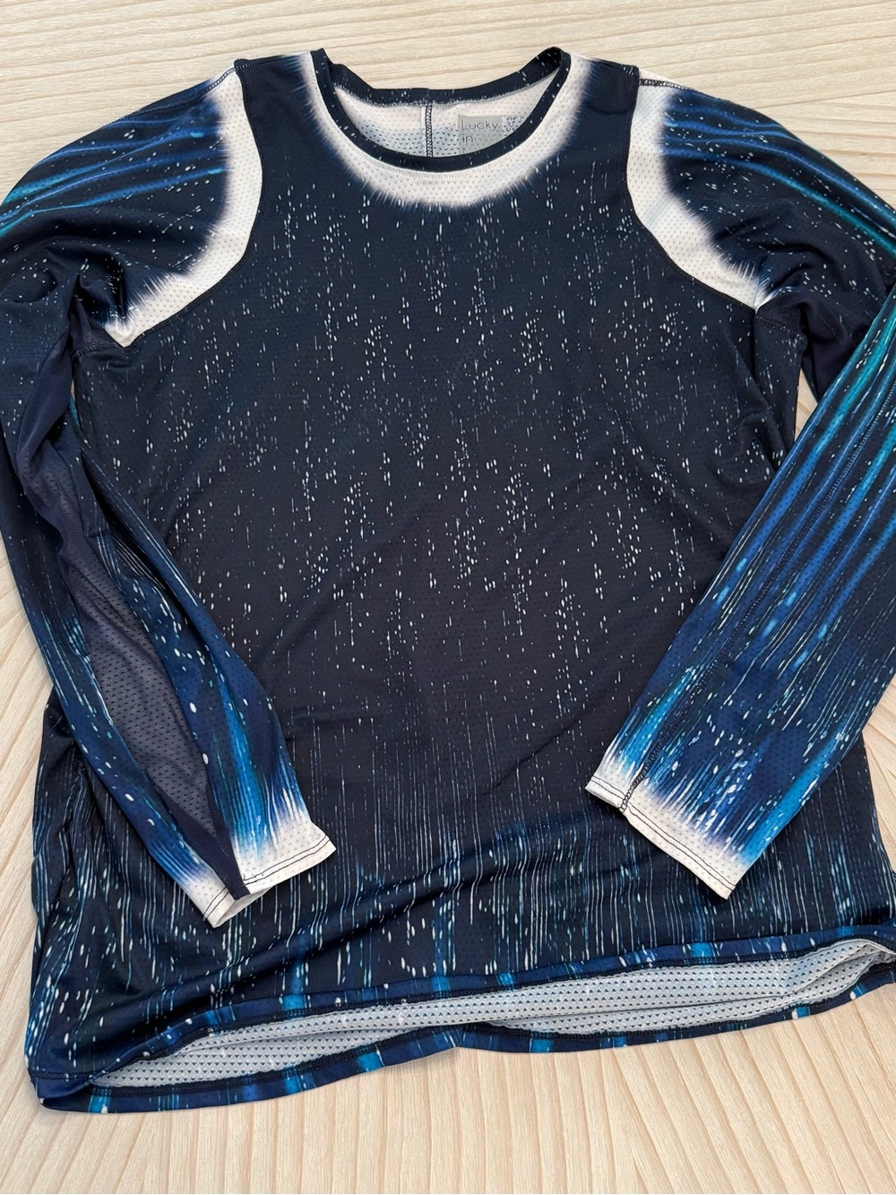 Lucky in Love Navy and Blue Gradient Long Sleeve Athletic Tee Tennis